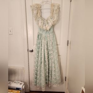 Sea Foam Green Gunne Sax by Jessica McClintock Lace Dress